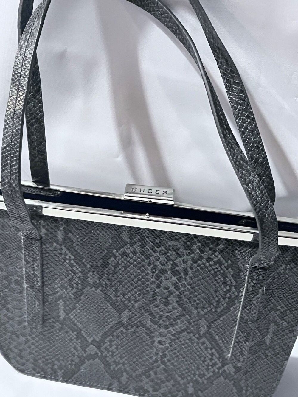 Y2K Guess Black Gray Animal Print Shoulder Bag with Silver Hardware